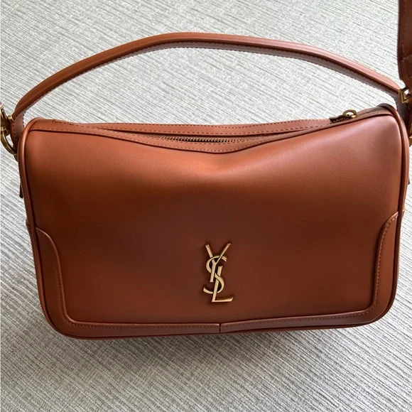 YSL camera supple bag top handle leather brown Saint Laurent like new 28cm - Picture 11 of 13